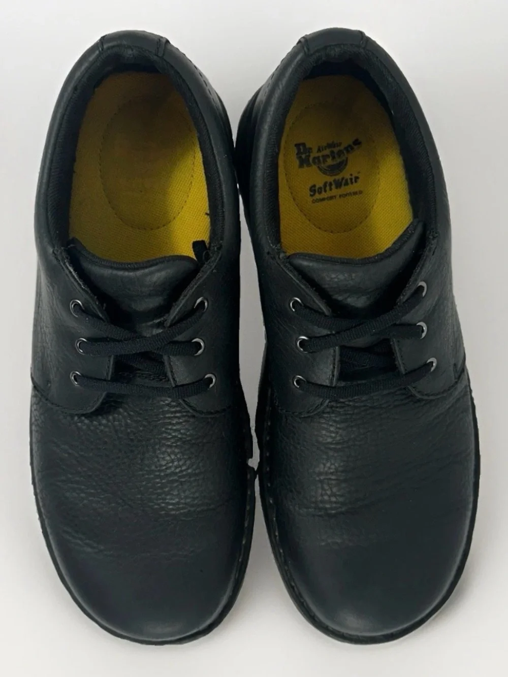 Dr Martens Hazeldon Grizzly Mens 10 Black Leather SoftWair Oxford Comfort Shoes